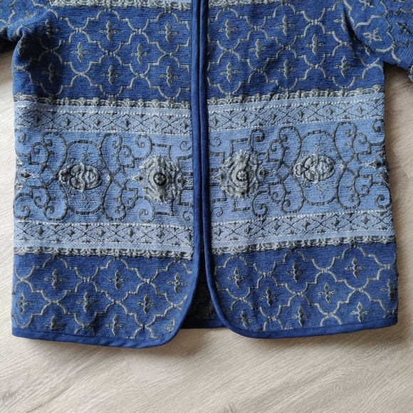 Vintage Traditions Blue Patterned Zip-up Jacket Medium - Picture 6 of 10